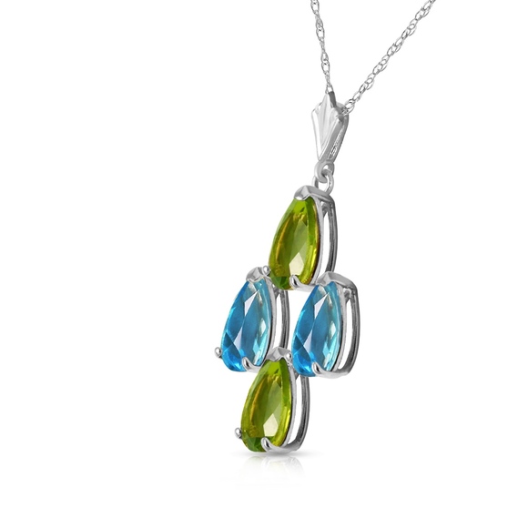 NECKLACE WITH NATURAL BLUE TOPAZ & PERIDOTS